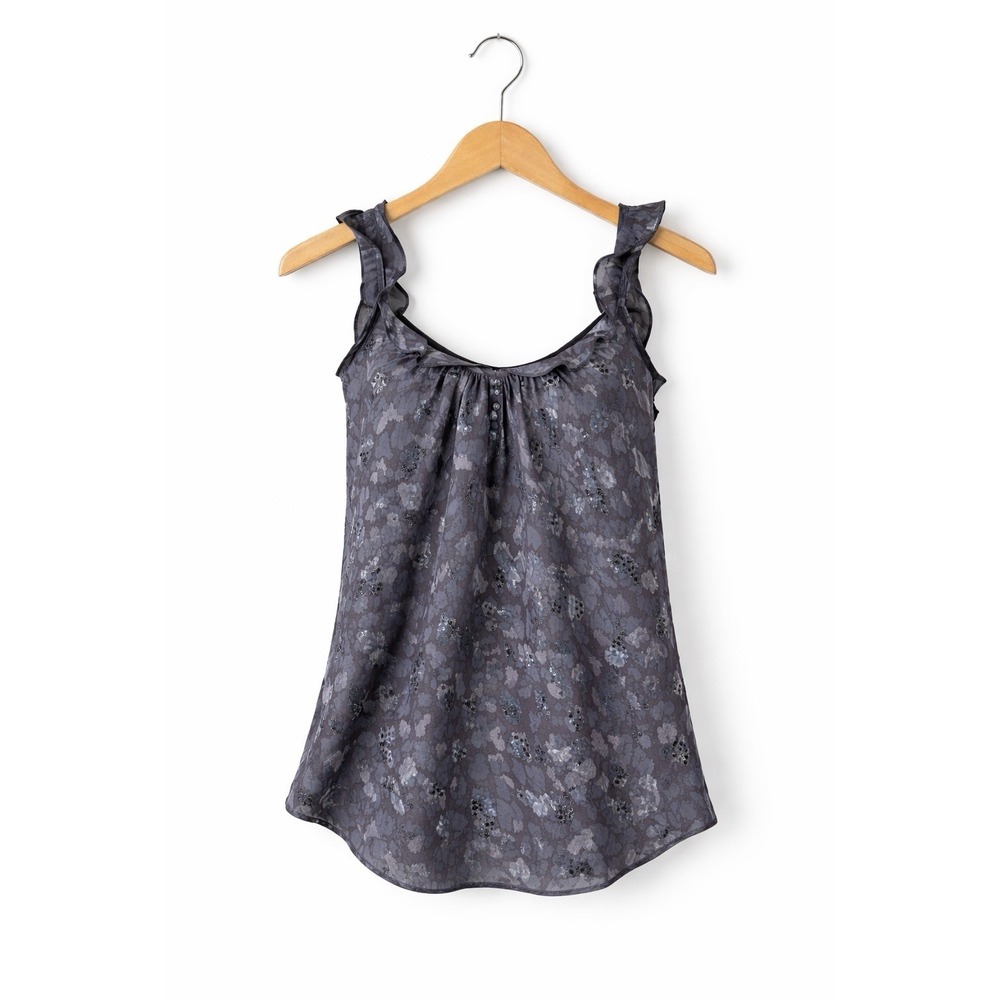 Rebecca Taylor 100% Silk Top Sz 2 Sequin Evening Quiet Luxury Ruffle Going Out